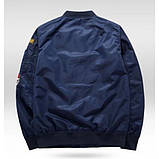 Чоловіча куртка Nasa з нашивками на резинці, бомбер американський чоловічий, фото 6