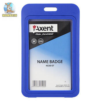 Бейдж Axent 4530-07-A вертикальный, PP, синий, 50х84 мм 4530-07/106822