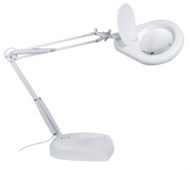 Лупа-лампа 5 діоптрій 130мм з люмінесцентною підсвіткою на підставці косметологічна ZD-129