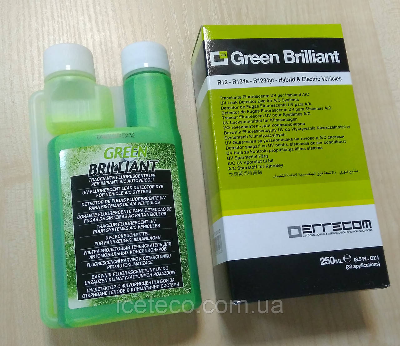 Ультрафіолетовий барвник Green Brilliant 250ml TR1032.01.S3 Errecom, UV фарба, флуоресцент