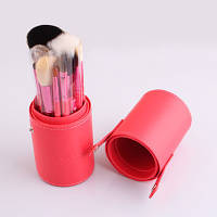 Набір з 12 кістей тубус Mac Cosmetics кістки чорні, фіолетові, бірюзові, рожеві набір кистей, фото 3