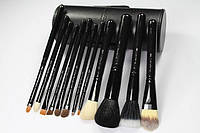 Набір з 12 кістей тубус Mac Cosmetics кістки чорні, фіолетові, бірюзові, рожеві набір кистей, фото 4