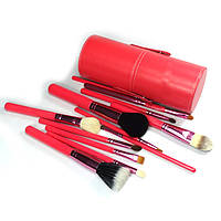 Набір кістей для макіяжу MAC 12 штук у тубусі чорні, фіолетові, блакитні, коралові, бірюзові, рожеві, фото 9