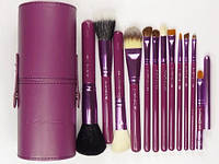 Набор кистей для макияжа МАС 12 штук в фиолетовом тубусе