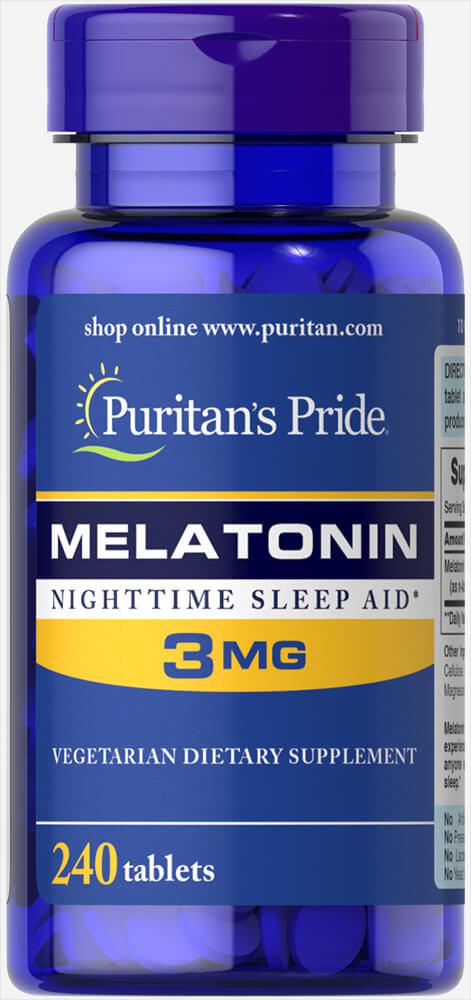 Мелатонін, Melatonin, Puritan's Pride, 3 мг, 240 таблеток