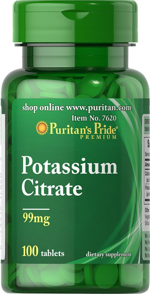 Калію цитрат, Potassium Citrate 99 mg, Puritan's Pride, 100 таблеток