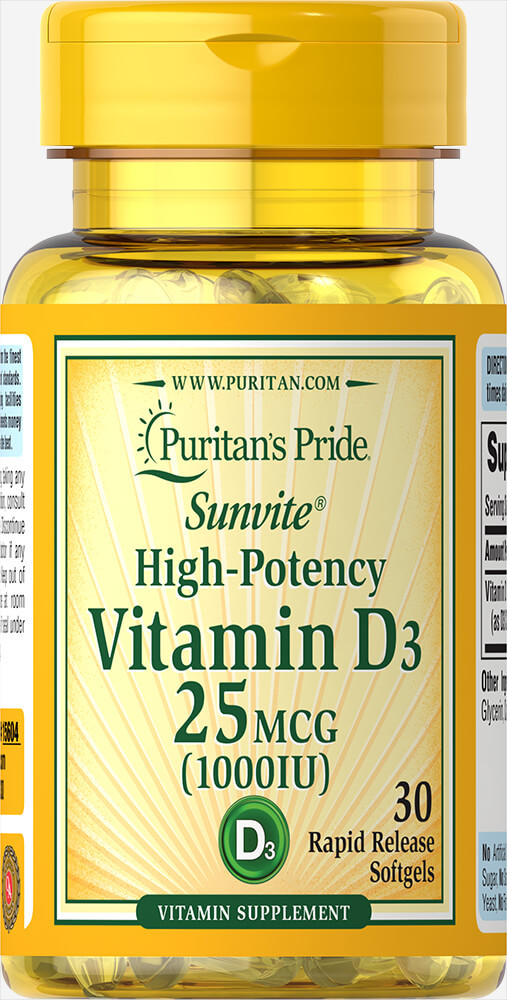 Витамин Д3, Vitamin D3 1000 IU, Puritan's Pride, 30 капсул