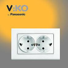 Розетка подвійна із заземленням VIKO Linnera Біла