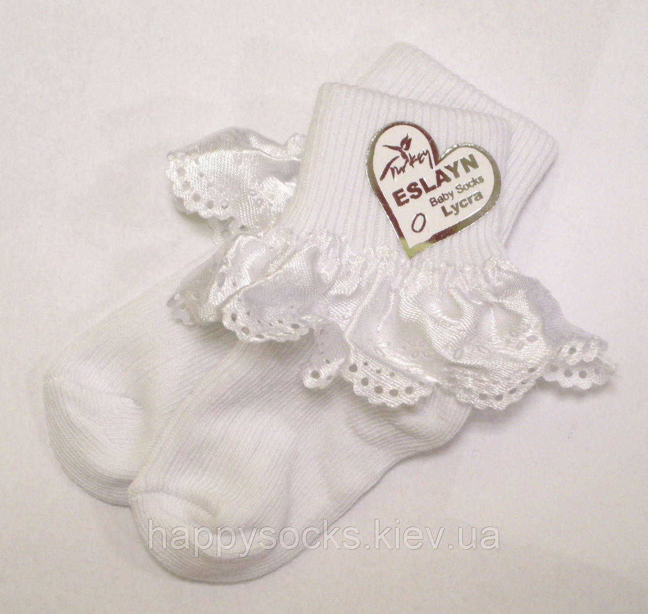 Шкарпетки для немовлят з рюшем білого кольору