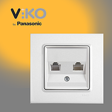 Розетка комп'ютерна подвійна 2 X RJ45 Cat5e VIKO Linnera Біла