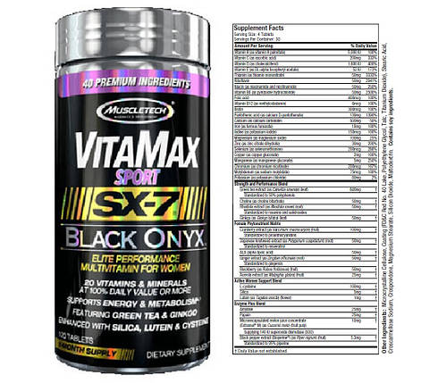 Вітаміни для жінок MuscleTech VitaMax Sport SX-7 Black Onyx For Women 120 таб., фото 2