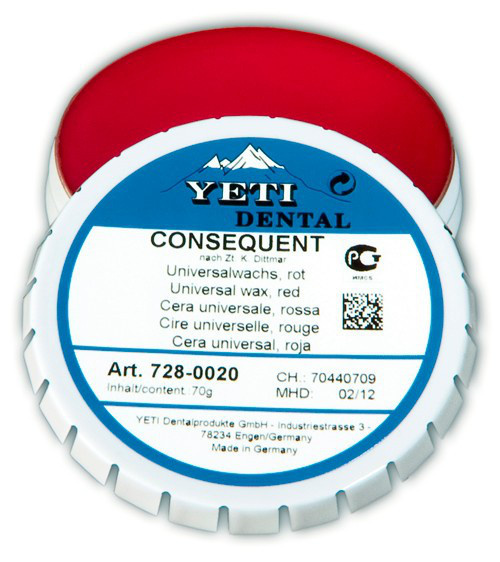 CONSEQUENT бюгельний, універсальний зуботехнічний віск, червний. Yeti Dental (Консеквент), 70 г