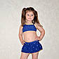  Купальник для дівчаток на вік 7-8 років, дитячий комплект трійка, зі спідницею, роздільний, синій, 34 розмір, фото 2