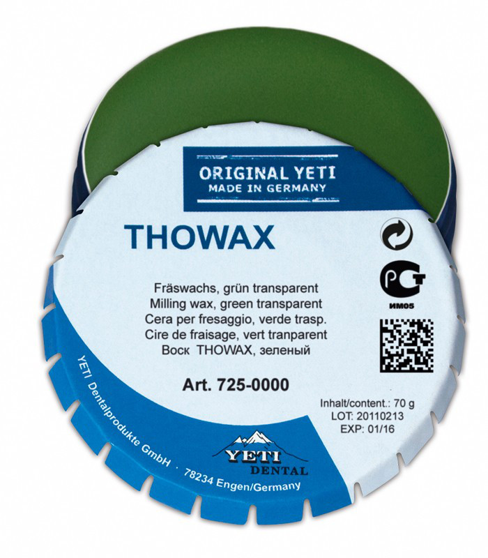 Фрезерний віск THOWAX 70г, зелений, прозорий, Yeti Dental (Німеччина), фото 1