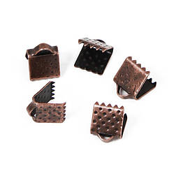 Концевики Затискачі для Стрічок, Залізні, Колір Мідний, 6х7мм, Отвір 2мм, 50 шт