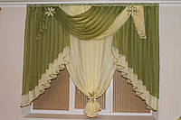 Ламбрекен фіранка 2м Амалія зелено-жовта