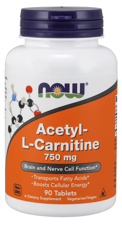 Жиросплювач NOW Foods Acetyl L-Carnitine 750mg 90tab, фото 1