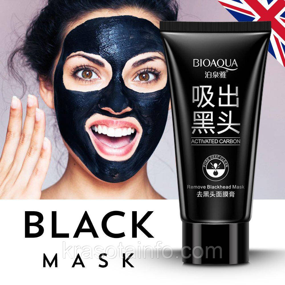 Оригінал 100% Чорна маска-плівка з бамбуковим вугіллям BIOAQUA Blackhead Removal Bamboo Charcoal Black Mask