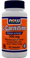 Жироспалювач NOW Foods L-Carnitine 500mg caps 60, фото 1