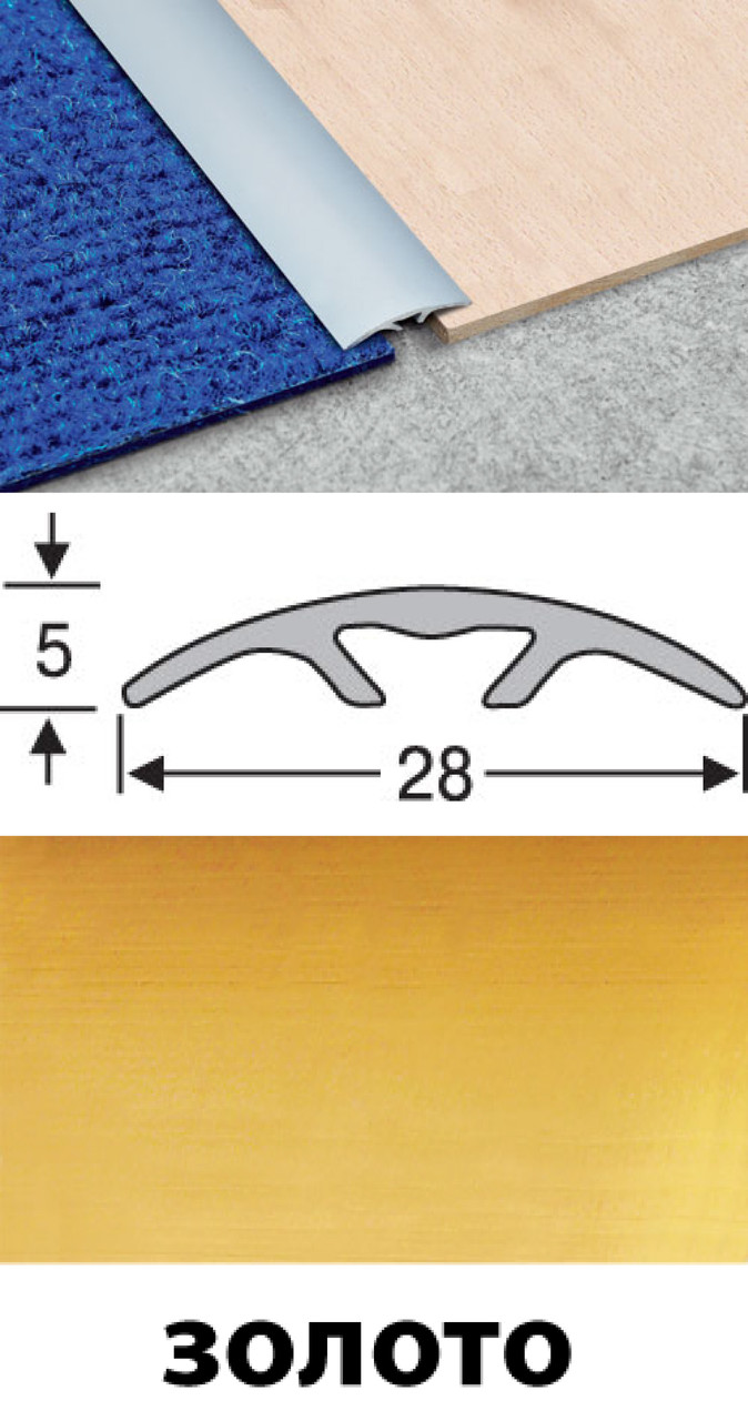 Прихований поріжок анодований 28 мм золото 0,9 м