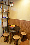 Обідній столик, табурети, пілочка зі скла та бамбука, фото 3