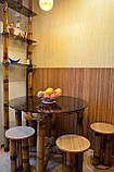 Обідній столик, табурети, пілочка зі скла та бамбука, фото 4