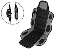 Накидка на сидіння універсальна з підігрівом 19002 GY/BK висока сер+чорн.