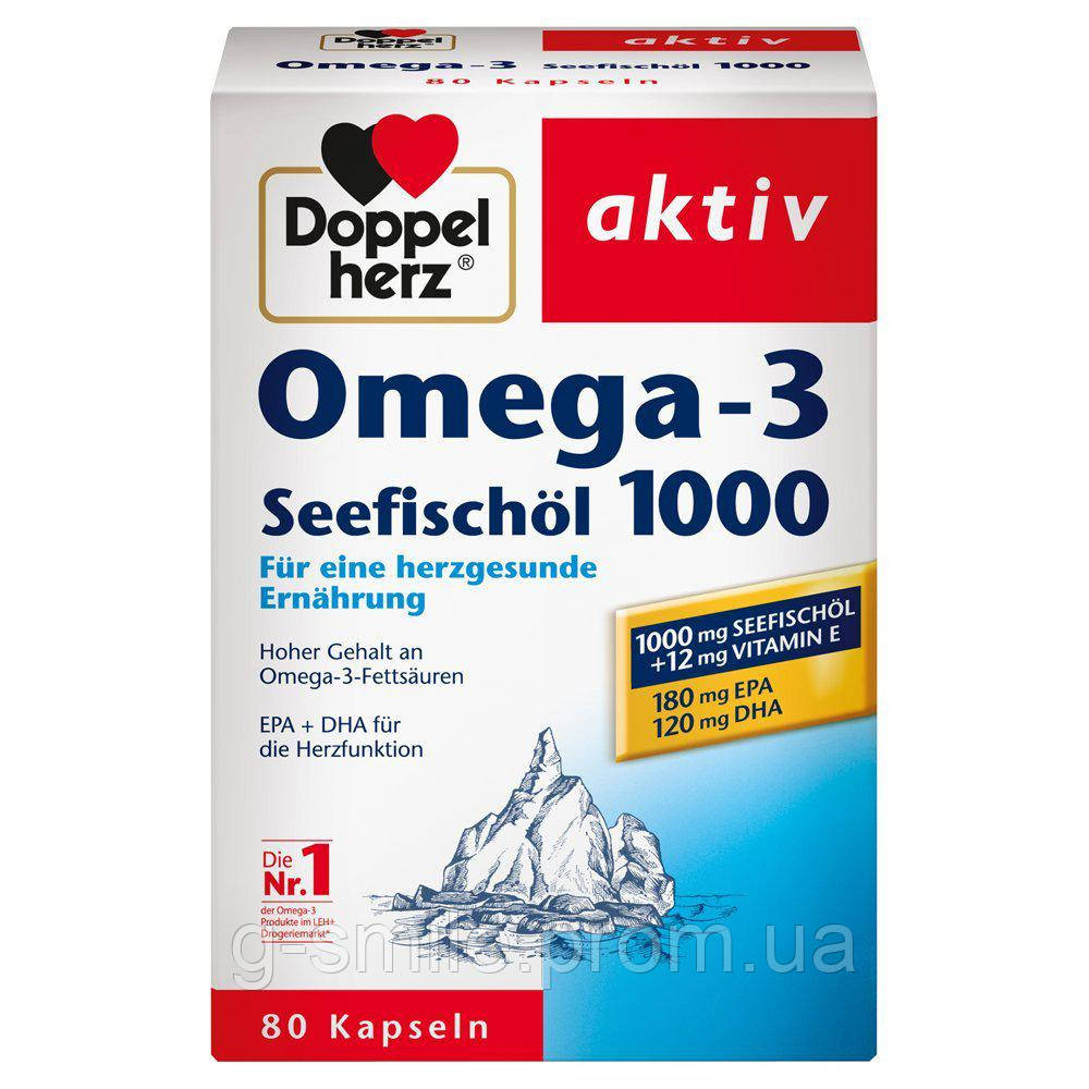 Doppelherz aktiv Omega-3 Seefischöl 1000 — Риб'ячий жир Омега-3 1000 мг, 1х80