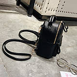 Рюкзак жіночий блискучий з екошкіри міні (чорний), фото 4