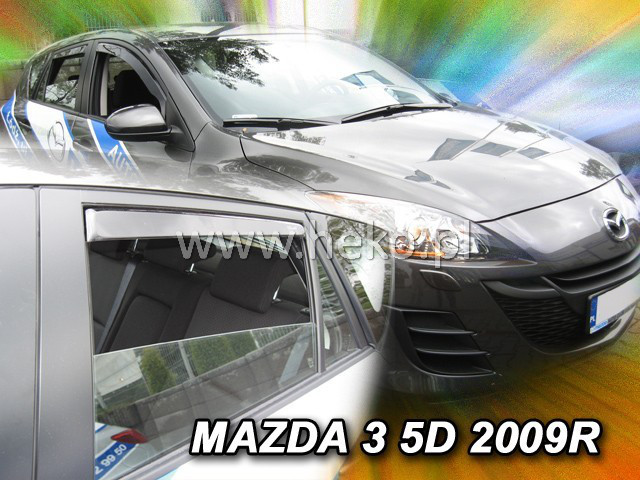 Дефлектори вікон (вітровики) MAZDA 3 5d 2009r→HTB(HEKO)