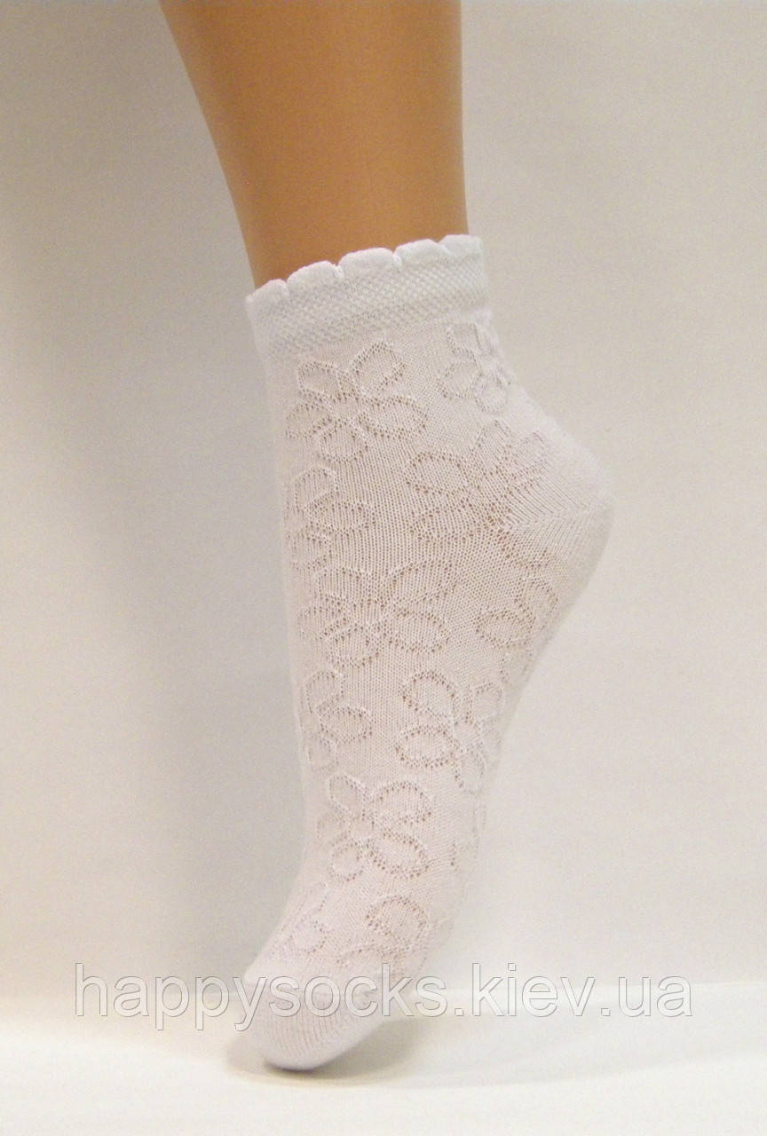 Білі ажурні бавовняні шкарпетки для дівчаток літні