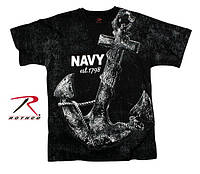 Футболка мужская винтажная черная с рисунком морской якорь VINTAGE BLACK 'NAVY ANCHOR' ROTHCO USA