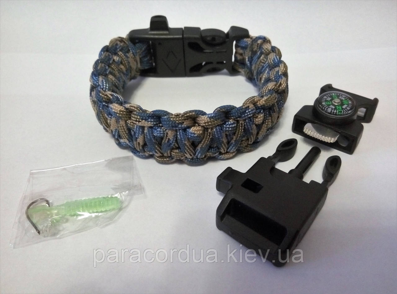 Браслет виживання "Рибалка" з паракорда 5 в 1, "Подвійна Кобра"