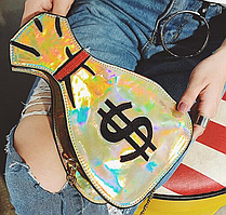 Оригінальна жіноча сумочка "Мішок із грошима" Золотиста