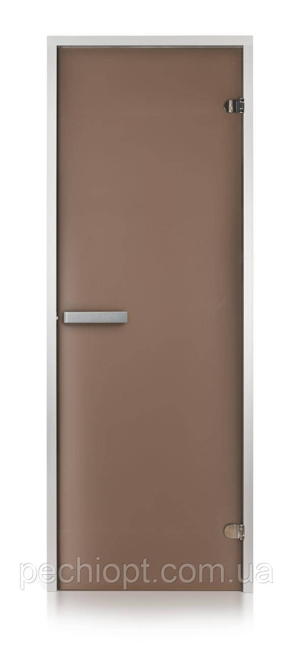 Стеклянная дверь для хамама матовая бронза 70х190 алюминий - фото 1 - id-p700843739