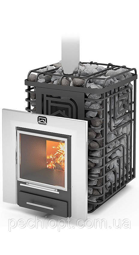 Дровяна піч для лазні та сауни Теплодар Сибірський Катес-Панорама 20 ЛП профі з ГЛП