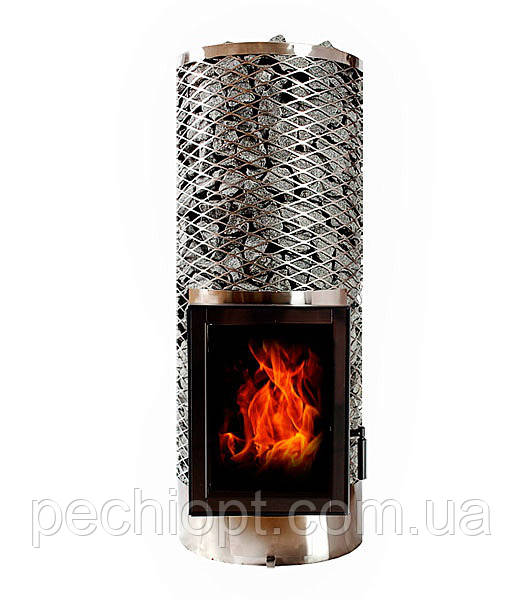 Дровяна піч для лазні та сауни IKI Kivi JR зі скляними дверцятами (ліва)