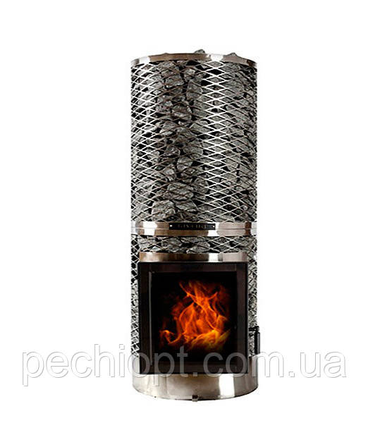 Дровяна піч для лазні та сауни IKI Kivi зі скляними дверцятами (ліва)