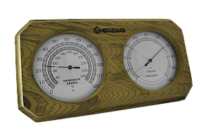 Термогігрометр Greus кедр 26х14 для лазні та сауни