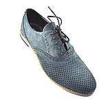 Літні туфлі чоловічі замшеві в сіточку Rosso Avangard Romano Navy Grey Perf, фото 3