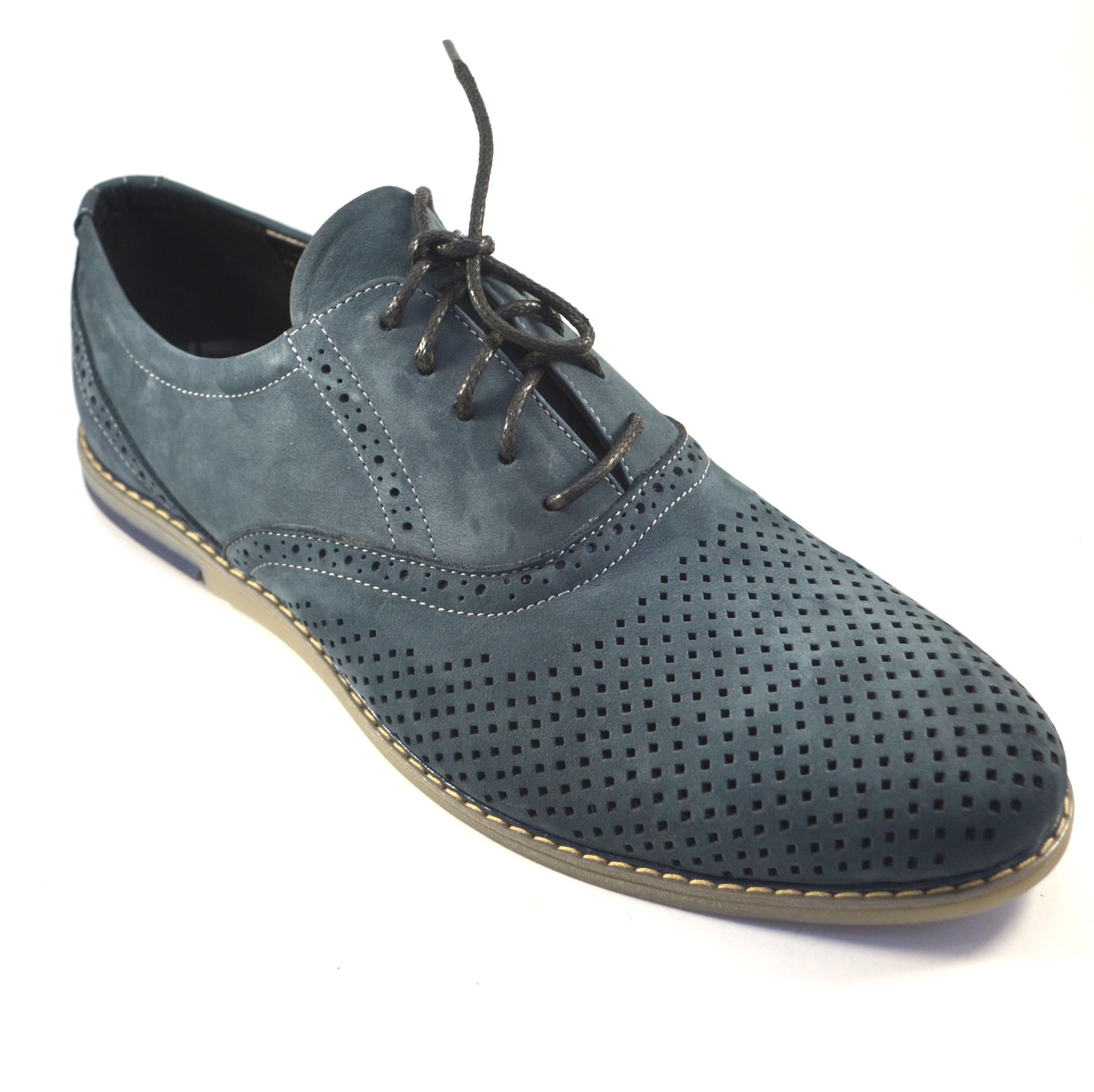 Літні туфлі чоловічі замшеві в сіточку Rosso Avangard Romano Navy Grey Perf, фото 1