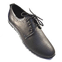 Обувь больших размеров мужские летние кроссовки кожаные в сеточку Rosso Avangard BS ANBlack черные