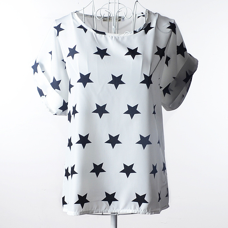 Блузка з коротким рукавом "STAR" зірки на білому Liva Girl