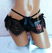 Сексуальное кружевное женское белье - черные стринги. Размеры от XS до XXL, фото 3