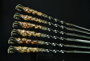 Набір шампурів "Кобри" 69см з ручкою з капа клена