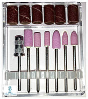 Набір насадок, фрез для апаратного манікюру та педикюру, фрезера 7 шт., фрези шліфувальники