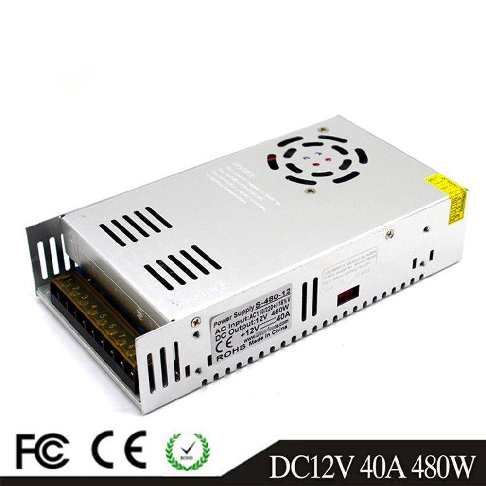 Перфорований блок живлення світлодіодний драйвер 12 V 40 A 480 W, трансформатор напруги 110/220VAC-DC12V