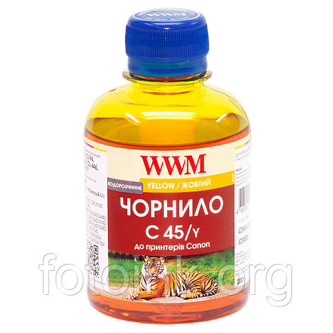 Чорнила WWM C45 водорозчинні для Canon, 200г Yellow (C45/Y), фото 1