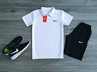 Костюм Шорты + футболка поло + Сумка в подарок Nike спортивный комплект мужской летний Найк черно-белый