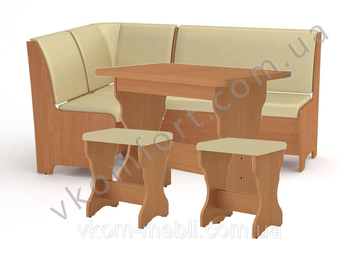Кухонний куточок Туніс комплект (стіл КС-3 розкладний+диван+2 табурета Т1), фото 1